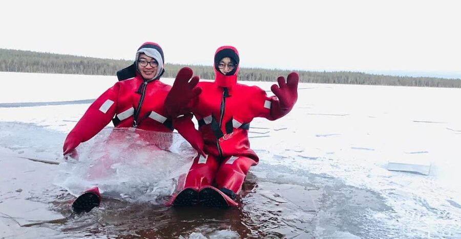Lapland: Ice Fishing, Floating & BBQ Snow Adventure - The Ice Floating Suits: Why It Feels Magical (and a Little Cold)