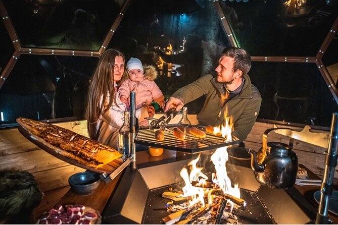 Northern Lights dinner in a Glass Igloo - Rovaniemi glass igloo dining, built for aurora watching