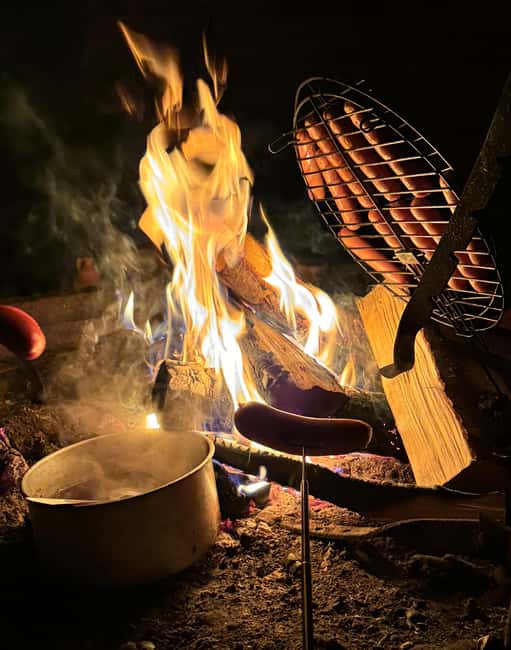 Rovaniemi: Aurora hunting and a fireside BBQ experience - The fireside BBQ dinner, where cold weather turns into comfort