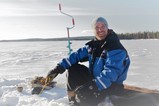 Snowmobiling and ice fishing in Apukka Resort, Rovaniemi - Riding Through Snowy Forest to the Frozen Lake