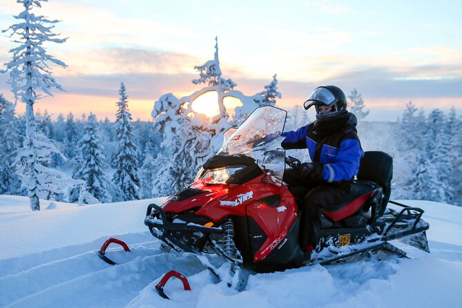 Snowmobiling Quick Spin - 2 h snowmobile experience in Rovaniemi - The safari rhythm: frozen lakes, woods, and frequent re-centering